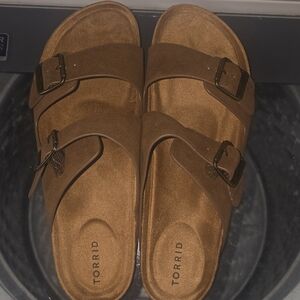 Torrid Tan Sandals with Dual Buckles